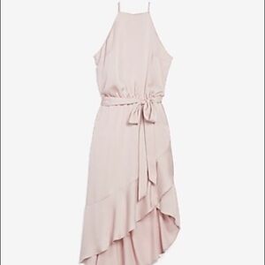 Nwt Express Asymmetrical Blush Pink Halter Dress